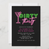 Dirty Thirty Neon Green & Pink 30. Geburtstag Einladung (Vorderseite)