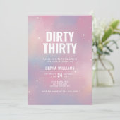 Dirty Thirty Pink Galaxy Geburtstagseinladung Einladung (Stehend Vorderseite)