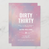 Dirty Thirty Pink Galaxy Geburtstagseinladung Einladung (Vorne/Hinten)