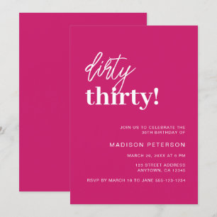 Dirty Thirty Vibrant Hot Pink Geburtstagsparty Einladung