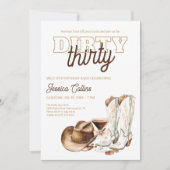 Dirty Thirty Western Cowgirl 30. Geburtstag Party Einladung (Vorderseite)