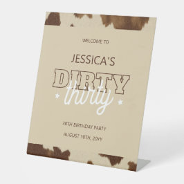 Dirty Thirty Western Rustic 30th Birthday Welcome Sockelschild