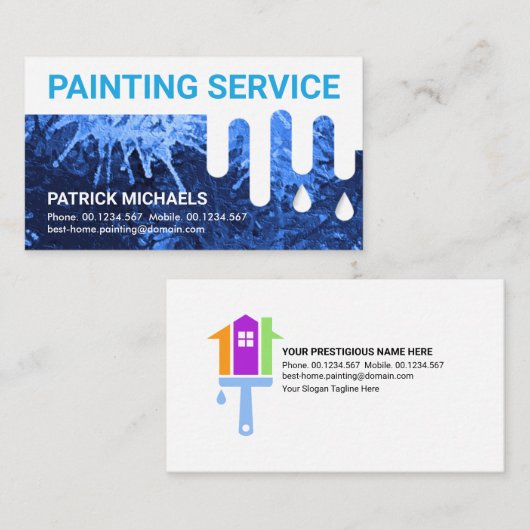 Dirty Wall Dripping Nass Paint Painting Service Visitenkarte (Vorne/Hinten)