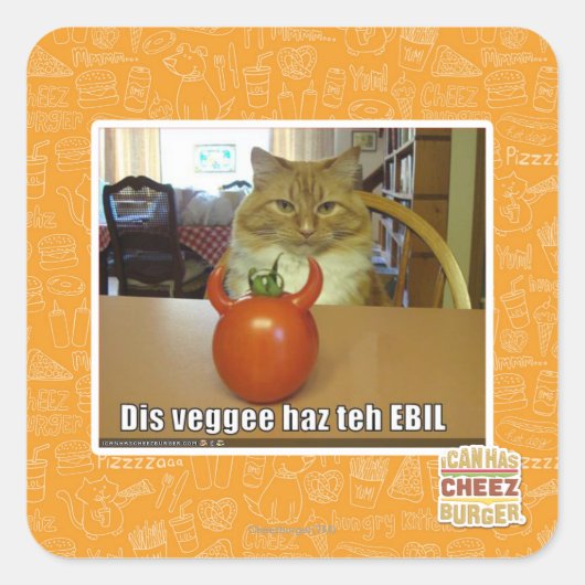 Dis veggee haz EBIL Quadratischer Aufkleber (Vorderseite)