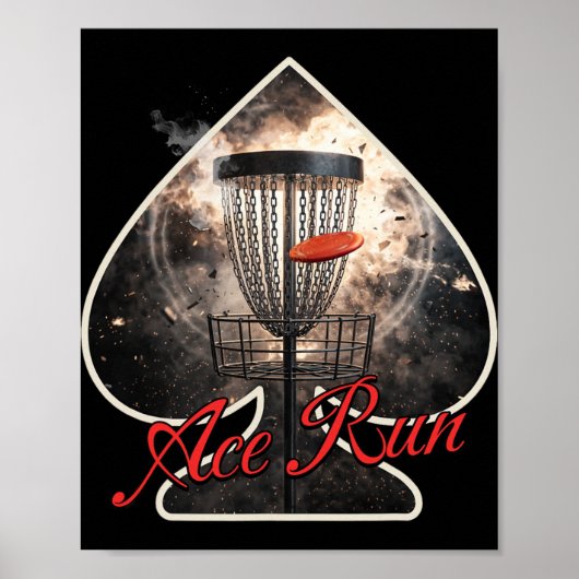 Disc Golf Ace Run Chains Basket Graphic For Frisbe Poster (Vorne)