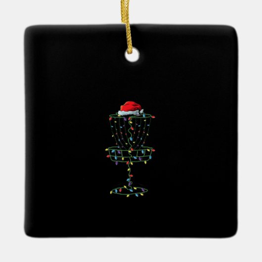 Disc Golf Basket Santa Disk Golf Frisbee Golfer Keramikornament (Vorderseite)