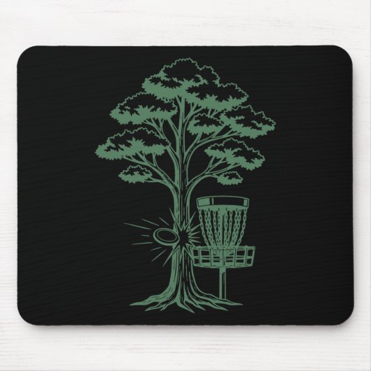 Disc Golf Baum trifft fliegende Disc-Skizze Szene Mousepad (Vorne)
