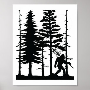 Disc Golf Bigfoot Verstecken Wildlife Trees Nature Poster