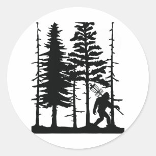 Disc Golf Bigfoot Verstecken Wildlife Trees Nature Runder Aufkleber