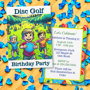 Disc Golf Boys Geburtstagsparty Einladung