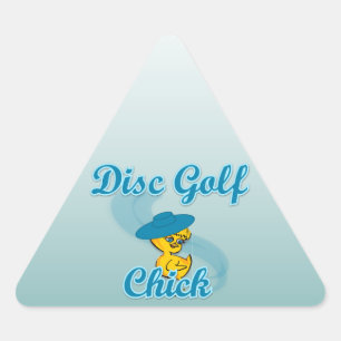 Disc Golf Chick #3 Dreieckiger Aufkleber
