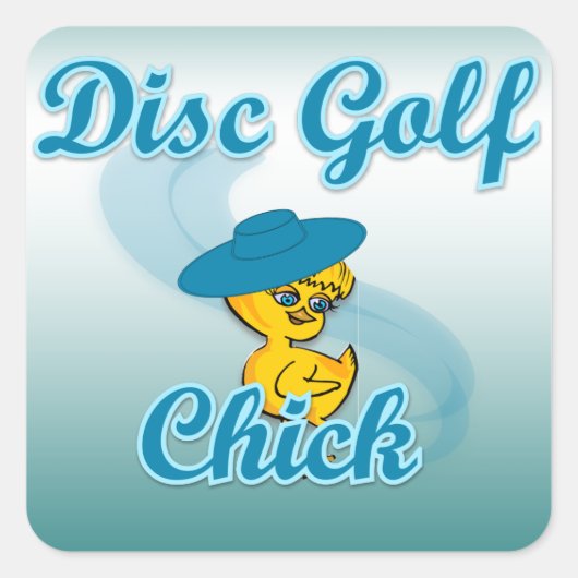 Disc Golf Chick #3 Quadratischer Aufkleber (Vorderseite)