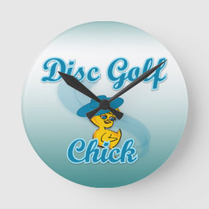 Disc Golf Chick #3 Runde Wanduhr
