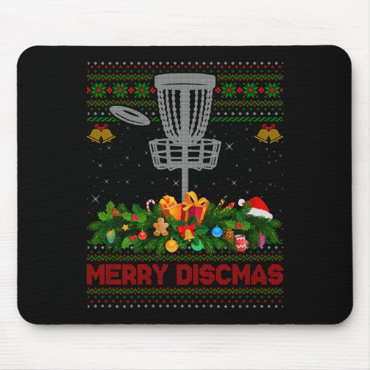 Disc Golf Christmas Pajamas Ugly Xmas Sweaters Mer Mousepad (Vorne)