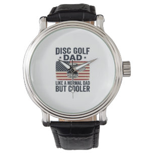 Disc Golf Dad Vintage Flag Lustiges Shirt Design_1 Armbanduhr