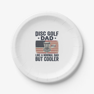 Disc Golf Dad Vintage Flag Lustiges Shirt Design_1 Pappteller