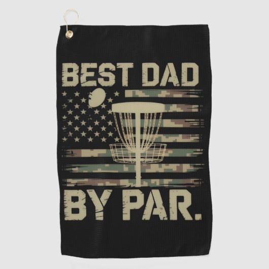 Disc Golf Frisbee Best Dad Par Camo US flag Golfer Golfhandtuch (Vorderseite)