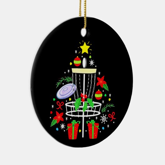 Disc Golf Frisbee Weihnachtsbaum Funny Keramik Ornament (Rechts)