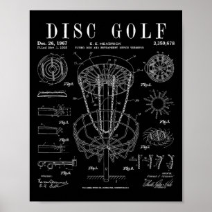 Disc Golf Frolf Frisbee Skizze Vintage Patentzeich Poster