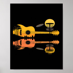 Disc Golf Gitarre Sonnenuntergang Natur Reflexion  Poster