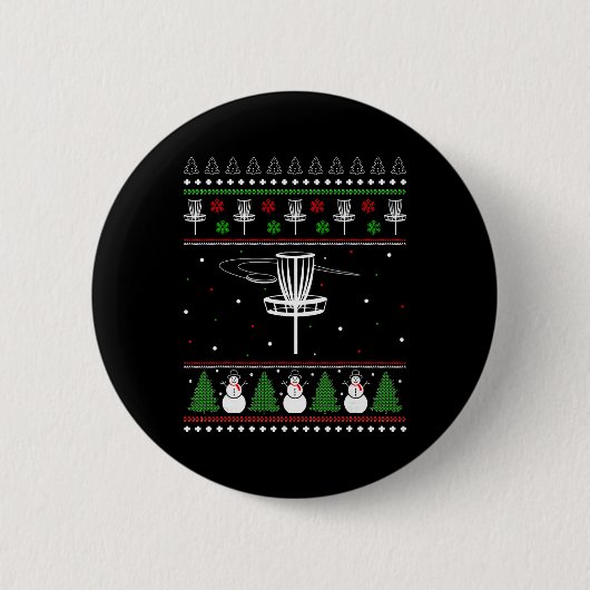 Disc Golf hässlicher Weihnachtspullover-Pyjama-Ges Button (Vorderseite)