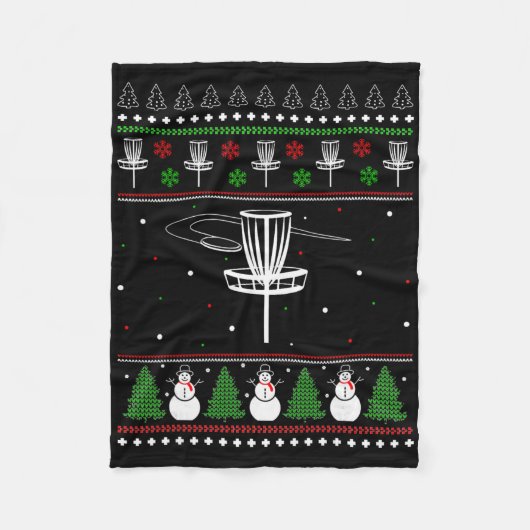 Disc Golf hässlicher Weihnachtspullover Pyjama-Ges Fleecedecke (Vorderseite)