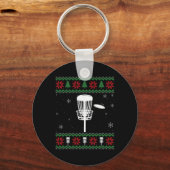 Disc Golf hässlicher Weihnachtspullover Pyjama-Ges Schlüsselanhänger (Vorderseite)