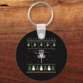 Disc Golf hässlicher Weihnachtspullover Pyjama-Ges Schlüsselanhänger (Vorderseite)