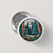 Disc Golf im Wald Retro-Vibe-Kunst Button (Vorne & Hinten)