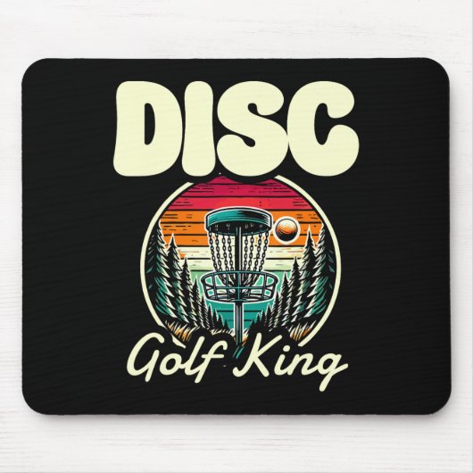 Disc Golf King Retro Wald Sonnenuntergang Mousepad (Vorne)
