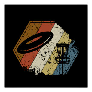 Disc Golf Korb Retro Poster