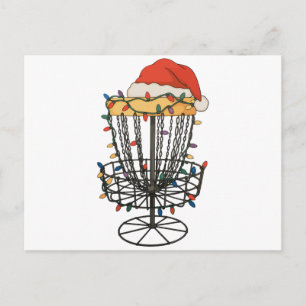 Disc Golf Korb Santa Hut Weihnachtsbeleuchtung Xma Feiertagspostkarte