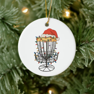 Disc Golf Korb Santa Hut Weihnachtslichter Xmas Keramik Ornament