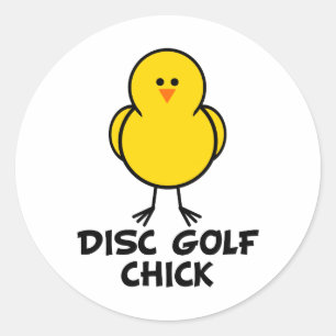 Disc-Golf-Küken Runder Aufkleber