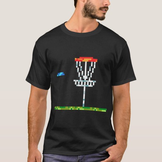 Disc Golf Men Disc Golf 8 Bit Kerbe T-Shirt (Vorderseite)