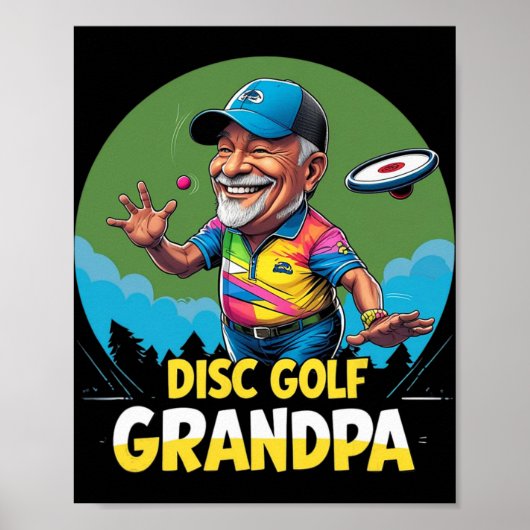 Disc Golf Opa – Grüne Dge Cap-Wurf Retro Poster (Vorne)
