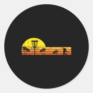 Disc Golf Palmen Retro Frisbee Frolf Sport Männer Runder Aufkleber