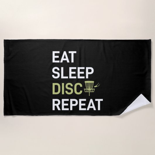 Disc Golf Player | Eat Sleep Disc Golf Repeat Strandtuch (Vorderseite)