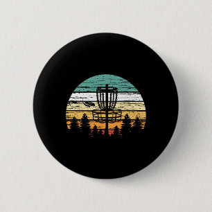 Disc-Golf Retro-Shirt, Sonnenuntergang Vintage Fri Button