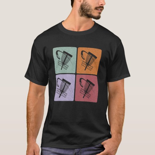 Disc Golf Retro Sunset 4 Square Frisbee Golf III T-Shirt (Vorderseite)