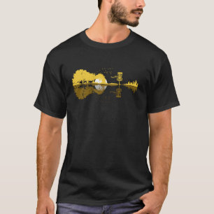 Disc Golf Sonnenuntergang Gitarre Gitarrist Spiele T-Shirt