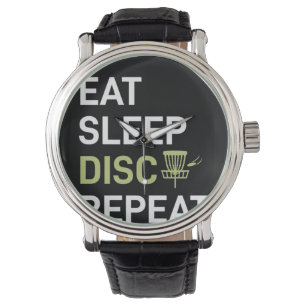 Disc Golf Spieler Essen Schlaf Disc Golf Wiederh Armbanduhr