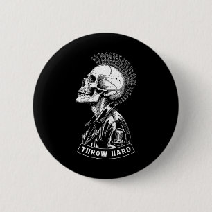 Disc-Golf-Spieler Punk Rock Totenkopf Mohawk Wirf Button