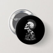 Disc-Golf-Spieler Punk Rock Totenkopf Mohawk Wirf Button (Vorne & Hinten)