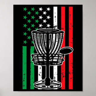 Disc Golf T Italien Flagge USA-Flagge Disc Golfer Poster