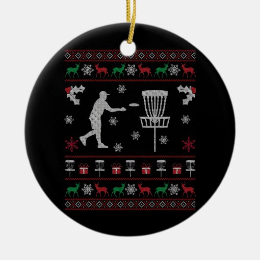 Disc Golf Ugly Christmas Sweater Gift for Disc Keramik Ornament (Vorne)