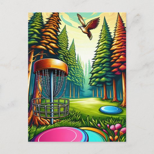 Disc-Golf und Adler-Thema Postkarte (Vorderseite)