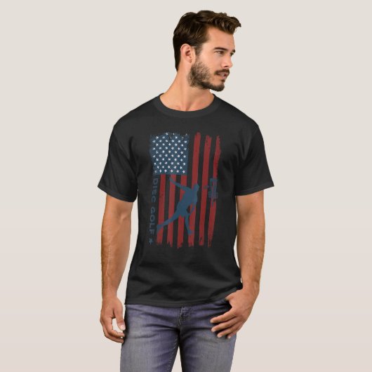 Disc Golf USA American Flag Disc Golf Player Herre T-Shirt (Vorne ganz)