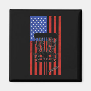 Disc Golf Vintage abgenutzte amerikanische Flagge Magnet
