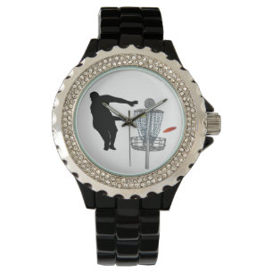 Disc-Golf-werfendes Disc in Korb-Uhr Armbanduhr